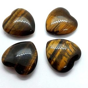 4Pc Mini Tiger Eye Hearts Crystal Gemstone Perfect Meditation Size
